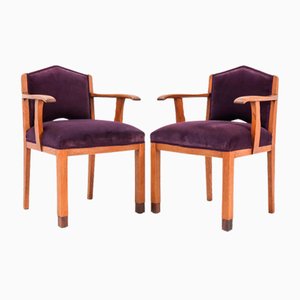 Oak Art Deco Armchairs from FA Drilling Amsterdam, 1920s, Set of 2-MY-956510