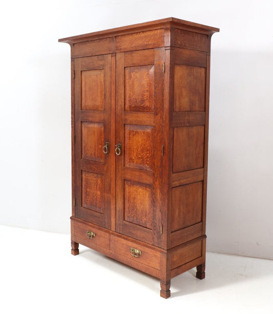 Oak Arts & Crafts Rationalist Armoire or Wardrobe by Willem Penaat, 1900s , 1890s