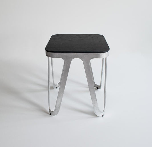 Oak Black Loop Stool by Sebastian Scherer