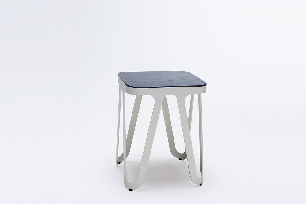 Oak Black Loop Stool by Sebastian Scherer