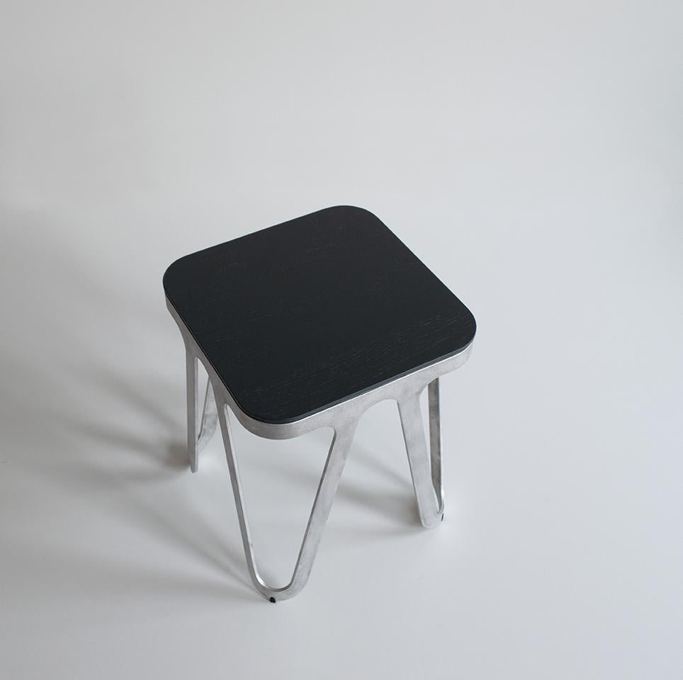 Oak Black Loop Stool by Sebastian Scherer