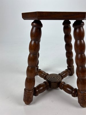 Oak Bubble Leg Stool or Plant Stand, 1920s-RMX-1407240