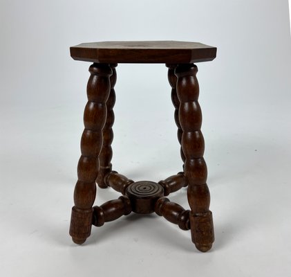 Oak Bubble Leg Stool or Plant Stand, 1920s-RMX-1407240