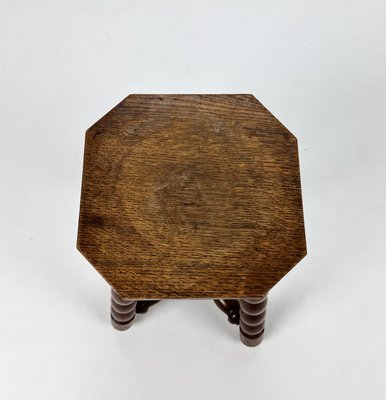 Oak Bubble Leg Stool or Plant Stand, 1920s-RMX-1407240