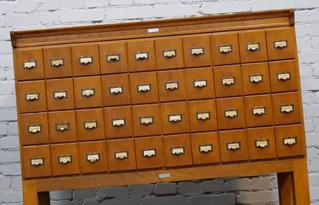 Oak Cabinet with 40 Drawers, Germany, 1930s or 1940s-QFD-1048756