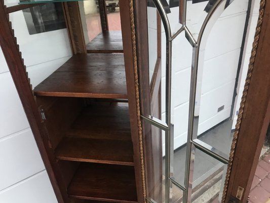 Oak Cabinet with Cut Crystal Glass Doors, 1932-WQQ-1807237