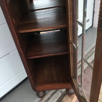 Oak Cabinet with Cut Crystal Glass Doors, 1932-WQQ-1807237