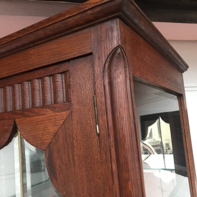 Oak Cabinet with Cut Crystal Glass Doors, 1932-WQQ-1807237