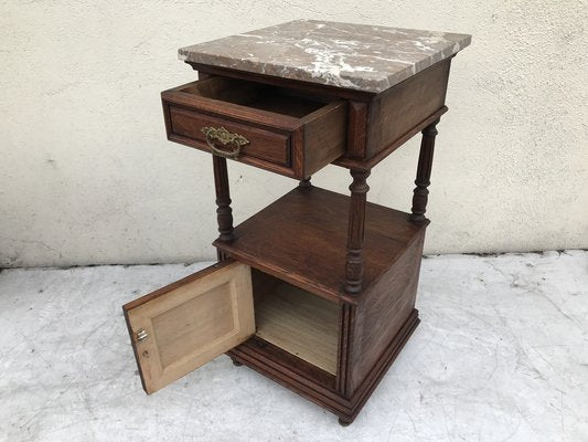 Oak Cabinet with Marble Top, 1940s-WQQ-1178252