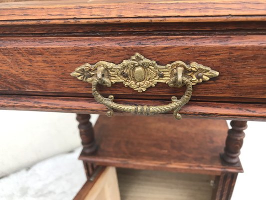 Oak Cabinet with Marble Top, 1940s-WQQ-1178252