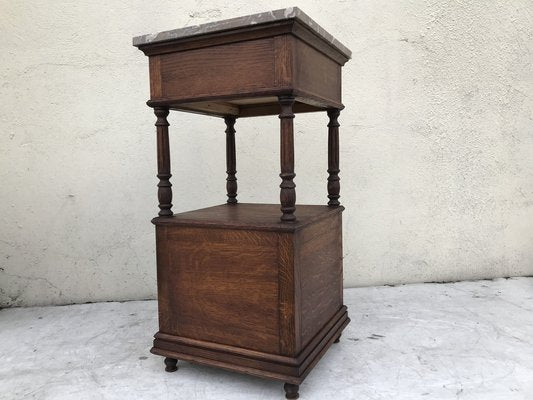 Oak Cabinet with Marble Top, 1940s-WQQ-1178252