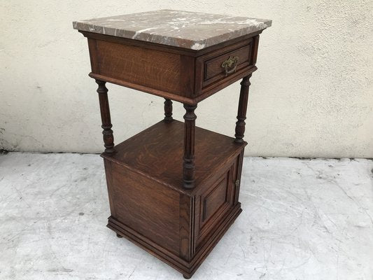 Oak Cabinet with Marble Top, 1940s-WQQ-1178252