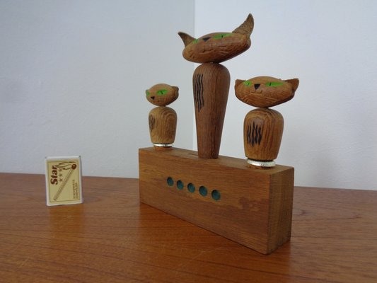 Oak Cat Corkscrew Bottle Opener and Cork, 1960s-RDW-1309622