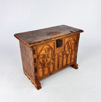 Oak Chest with Carved Gothic Panel, 1900s-RMX-1722503