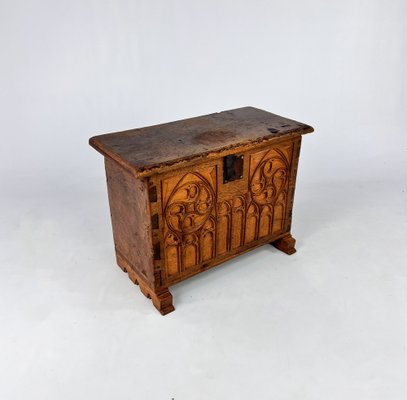 Oak Chest with Carved Gothic Panel, 1900s-RMX-1722503