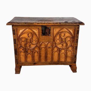 Oak Chest with Carved Gothic Panel, 1900s-RMX-1722503