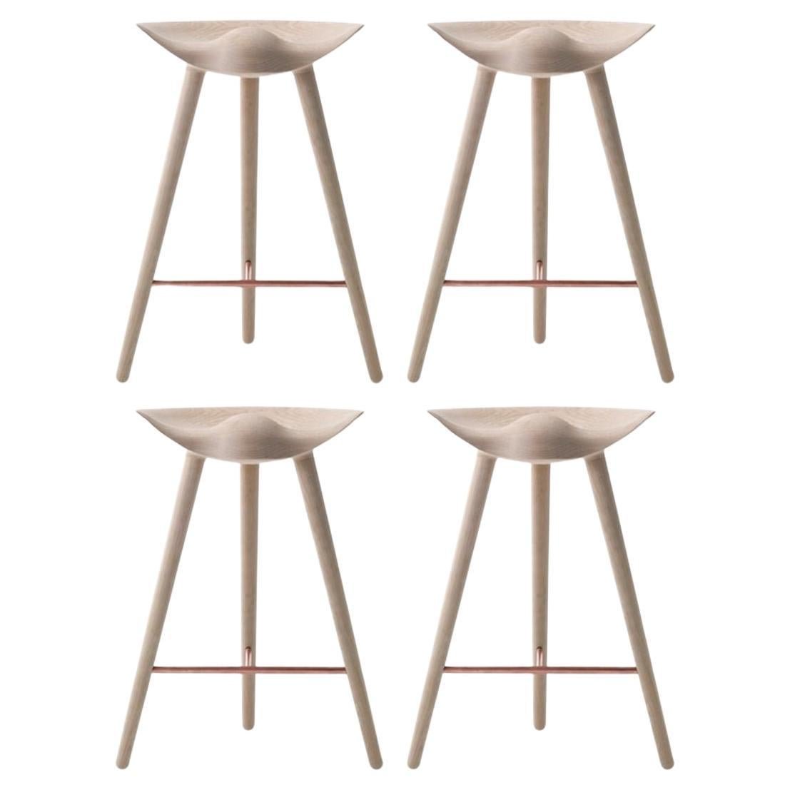 Oak / Copper Counter Stools by Lassen, Set of 4