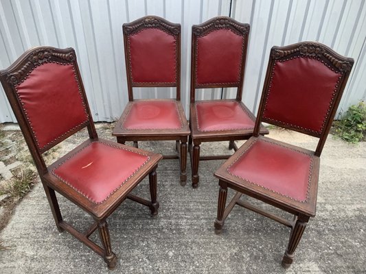 Oak Dining Chairs, 1940s, Set of 4-WQQ-2021681