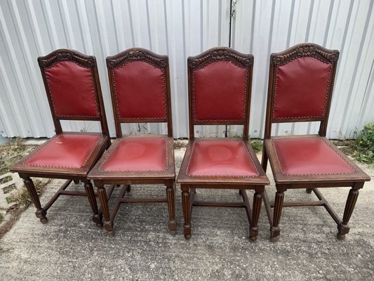 Oak Dining Chairs, 1940s, Set of 4-WQQ-2021681