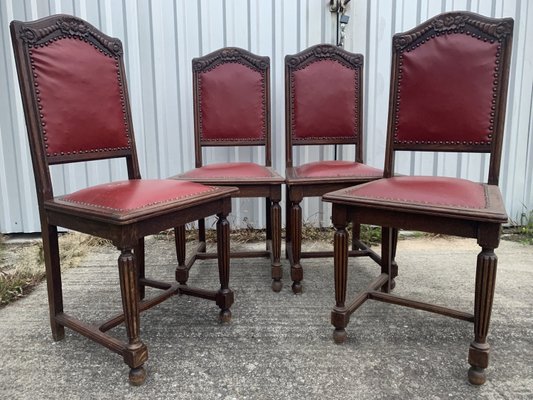 Oak Dining Chairs, 1940s, Set of 4-WQQ-2021681