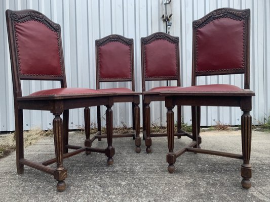 Oak Dining Chairs, 1940s, Set of 4-WQQ-2021681