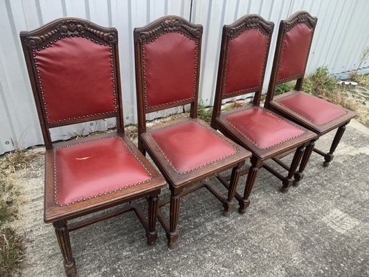 Oak Dining Chairs, 1940s, Set of 4-WQQ-2021681