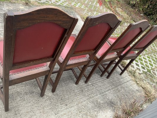 Oak Dining Chairs, 1940s, Set of 4-WQQ-2021681