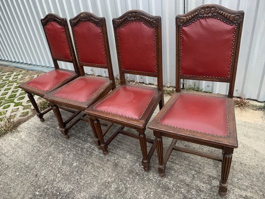 Oak Dining Chairs, 1940s, Set of 4-WQQ-2021681