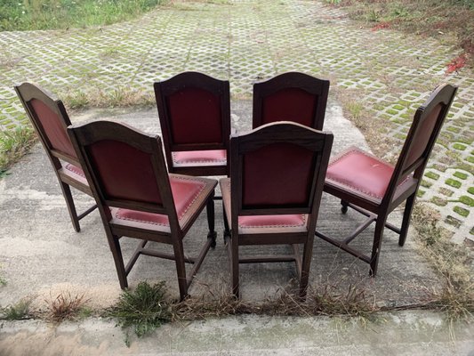 Oak Dining Chairs, 1940s, Set of 6-WQQ-2021676