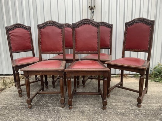 Oak Dining Chairs, 1940s, Set of 6-WQQ-2021676