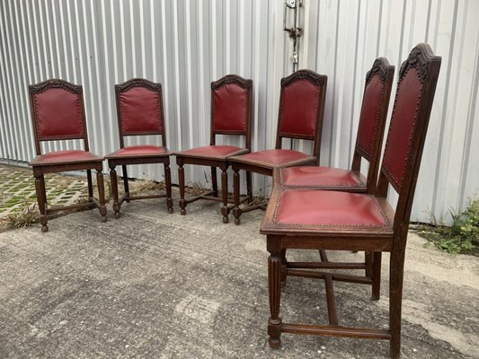 Oak Dining Chairs, 1940s, Set of 6-WQQ-2021676