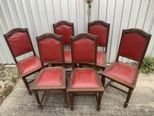 Oak Dining Chairs, 1940s, Set of 6-WQQ-2021676