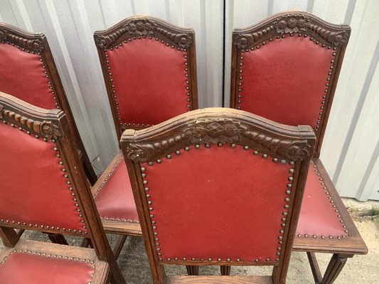 Oak Dining Chairs, 1940s, Set of 6-WQQ-2021676