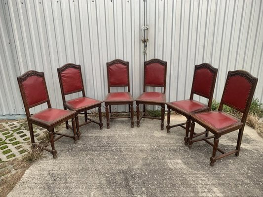 Oak Dining Chairs, 1940s, Set of 6-WQQ-2021676