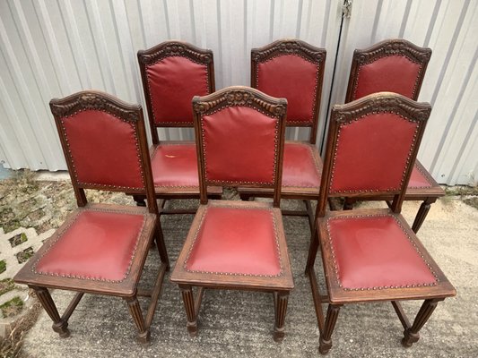 Oak Dining Chairs, 1940s, Set of 6-WQQ-2021676