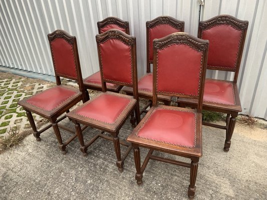 Oak Dining Chairs, 1940s, Set of 6-WQQ-2021676