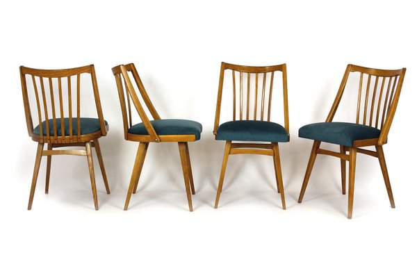 Oak Dining Chairs from Interier Praha, 1960s, Set of 4-WVS-1703360