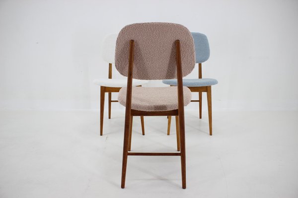 Oak Dining Chairs in Boucle, Former Czechoslovakia, 1960s, Set of 3-TZ-1741891