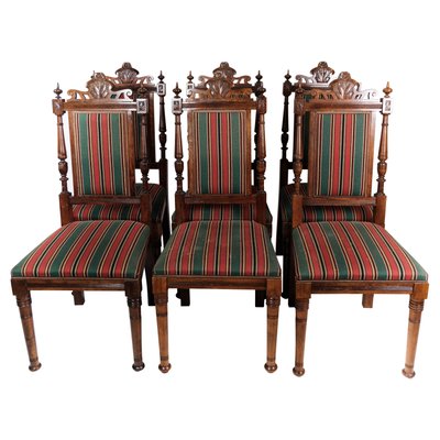 Oak Dining Room Chairs, 1920s, Set of 6-UY-1000747