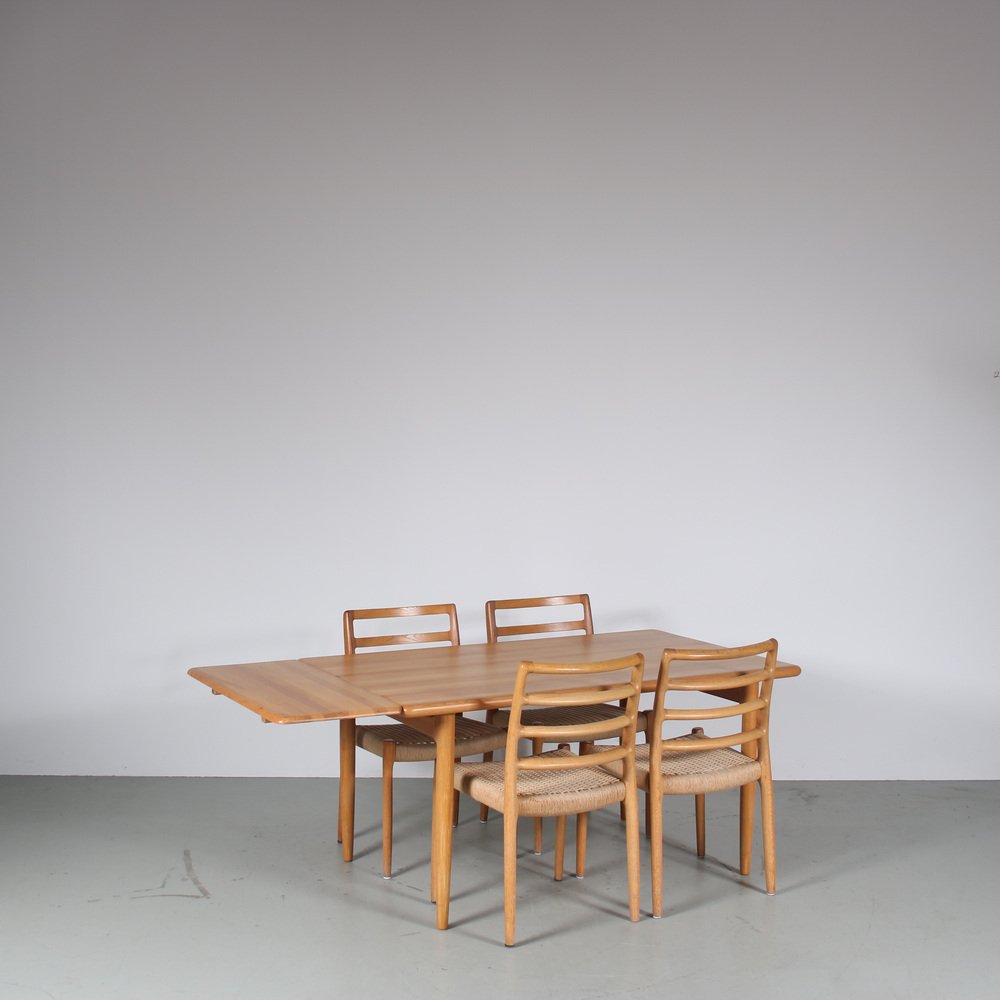 Oak Dining Set by Moller, Denmark, 1970s, Set of 5