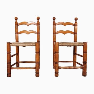 Oak Farmer Dining Chairs, France, 1970s, Set of 12-UJI-1700038