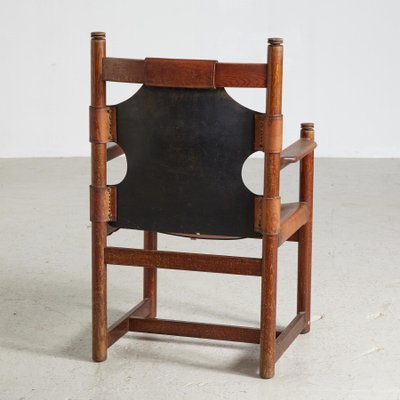 Oak Leather Lounge Chair-CI-1232645