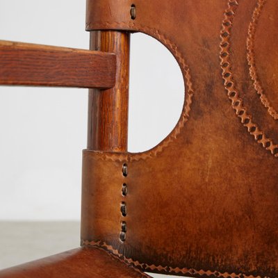 Oak Leather Lounge Chair-CI-1232645