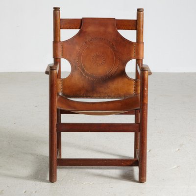 Oak Leather Lounge Chair-CI-1232645