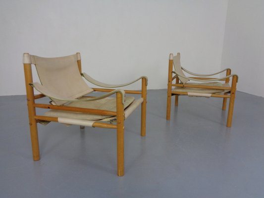 Oak & Leather Sirocco Safari Chairs by Arne Norell, 1960s, Set of 2-RDW-1278198