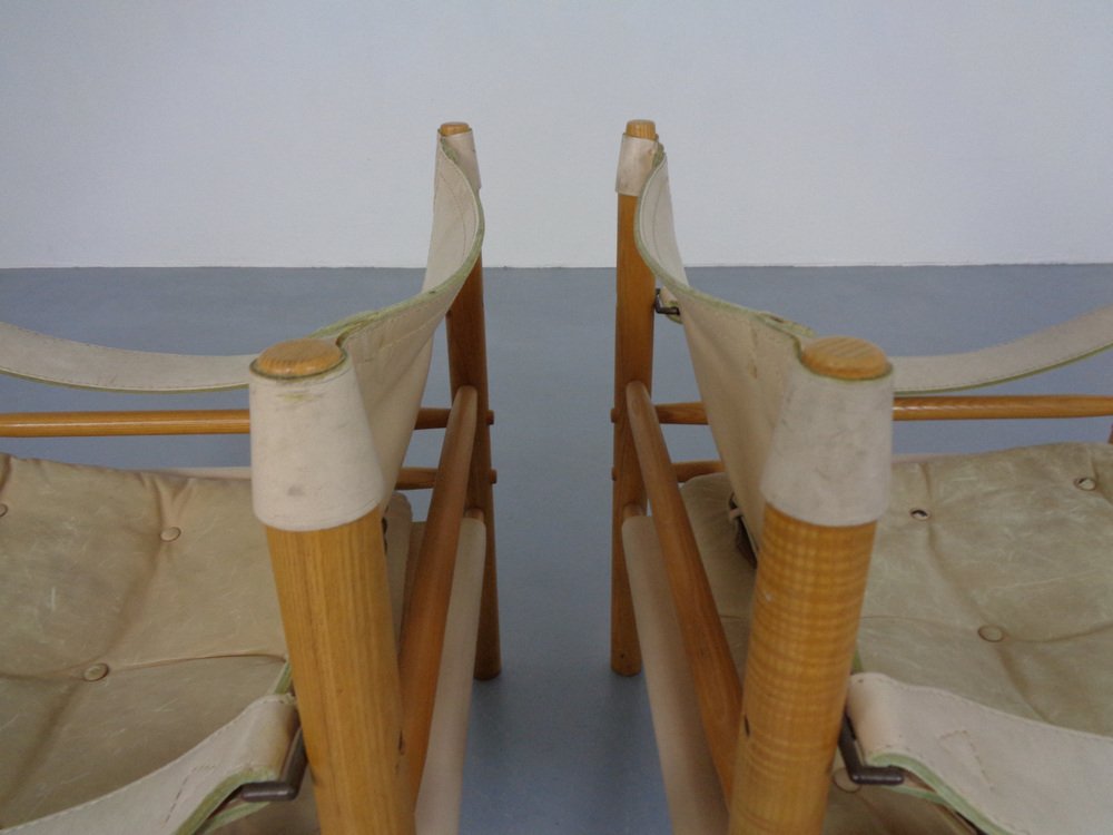 Oak & Leather Sirocco Safari Chairs by Arne Norell, 1960s, Set of 2