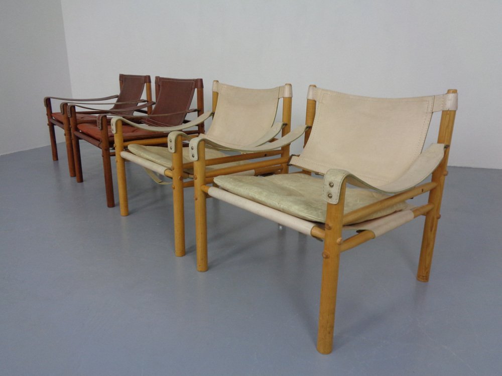 Oak & Leather Sirocco Safari Chairs by Arne Norell, 1960s, Set of 2