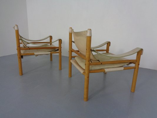 Oak & Leather Sirocco Safari Chairs by Arne Norell, 1960s, Set of 2-RDW-1278198