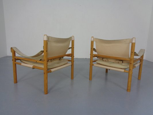 Oak & Leather Sirocco Safari Chairs by Arne Norell, 1960s, Set of 2-RDW-1278198