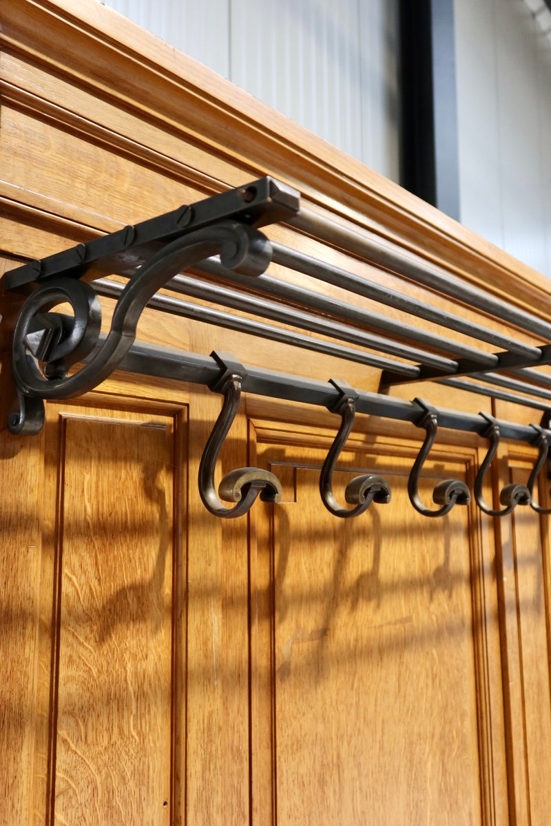 Oak & Metal Coat Rack